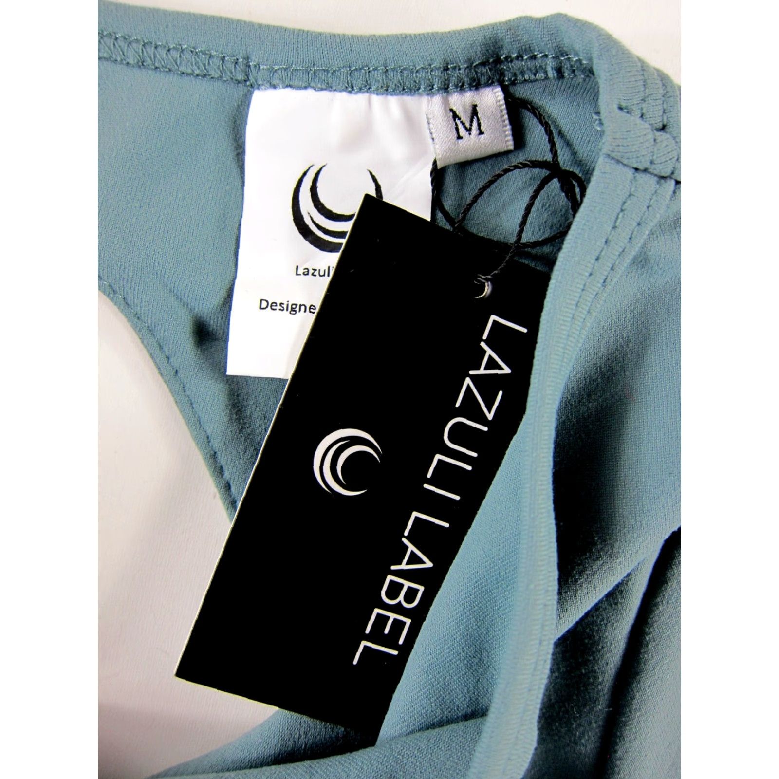 Vintage Lazuli Label Shirt Cropped Open Back Green Stretch Long Sleeve NWT Medium Blouse Women Size M / US 6-8 / IT 42-44 - 3 Thumbnail