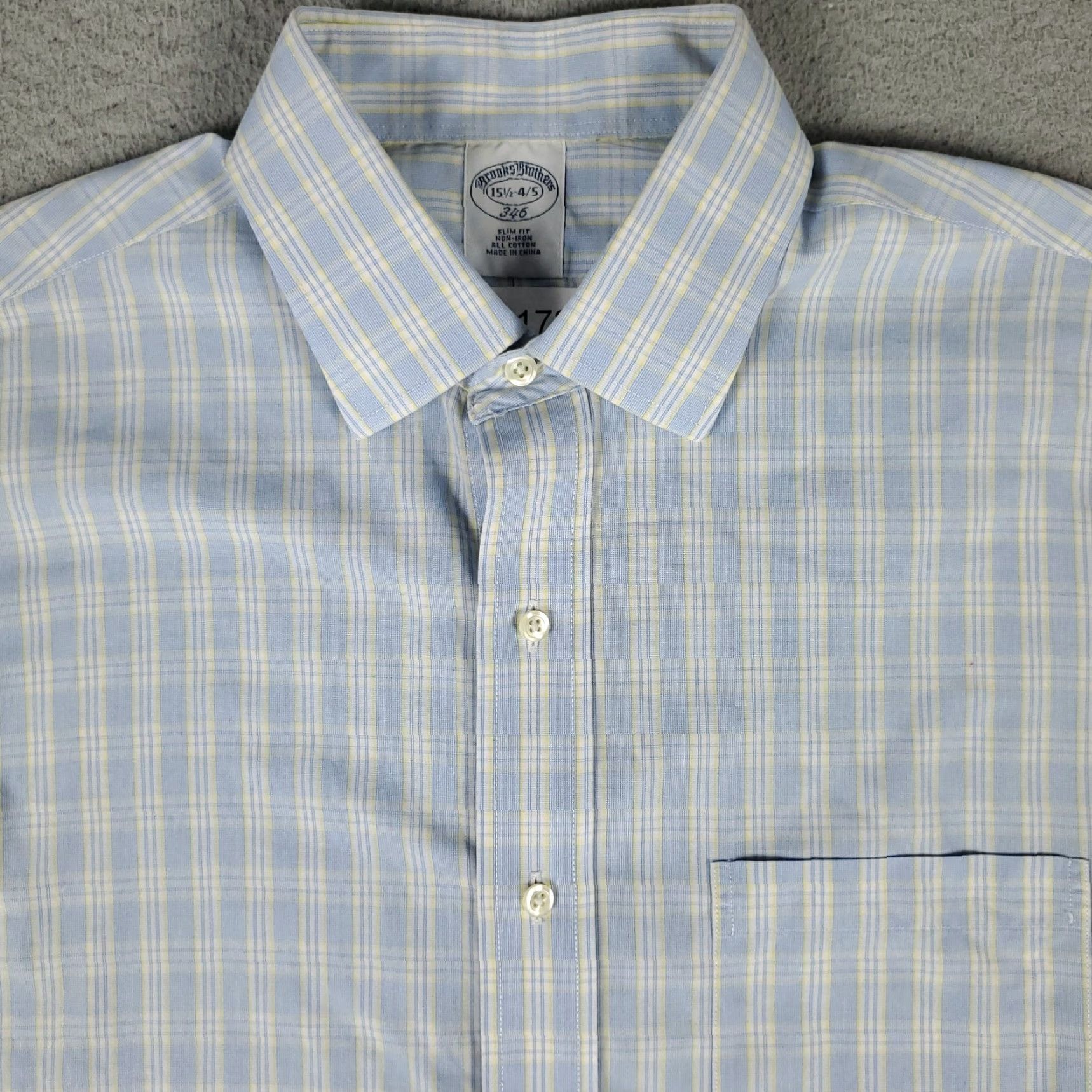 Brooks Brothers VINTAGE Brooks Brothers Men's Dress Shirt Size 15.5 Cotton Long Sleeve Blue Plaid Business Casual Formal Size 40R - 2 Thumbnail