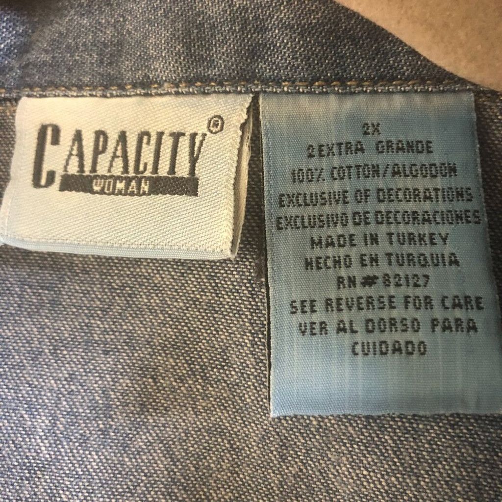 Vintage 90s Y2K jeans vest embroidered blue floral cottagecore 2X Size XL / US 12-14 / IT 48-50 - 8 Thumbnail