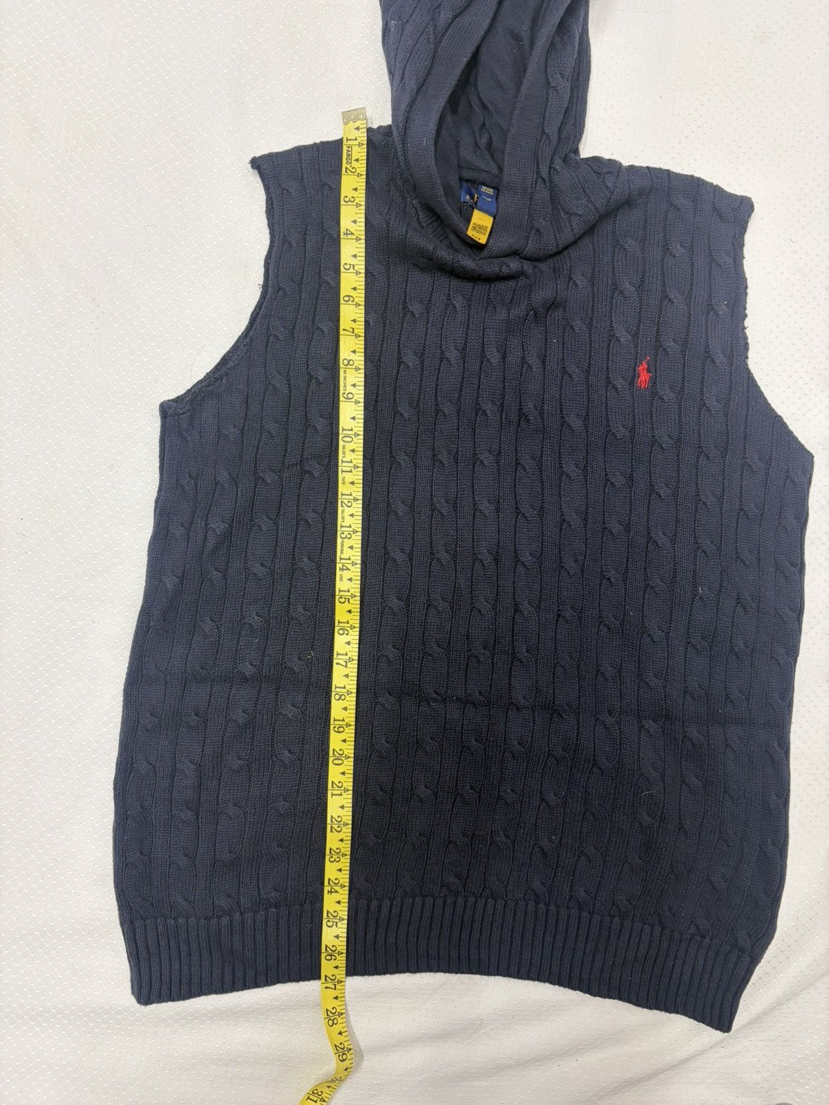 Polo Ralph Lauren Polo Ralph Lauren Cable Knit Hooded Vest- Navy Blue/Red Pony Size US XL / EU 56 / 4 - 1 Thumbnail