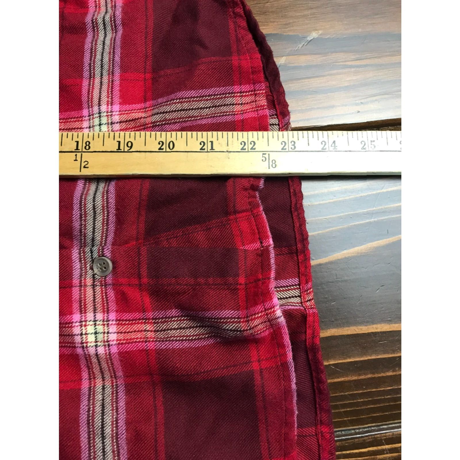 Vintage SO Shirt Women's Medium Button-Up Plaid Red Cream Burgundy Shirtress? Size M / US 6-8 / IT 42-44 - 4 Thumbnail
