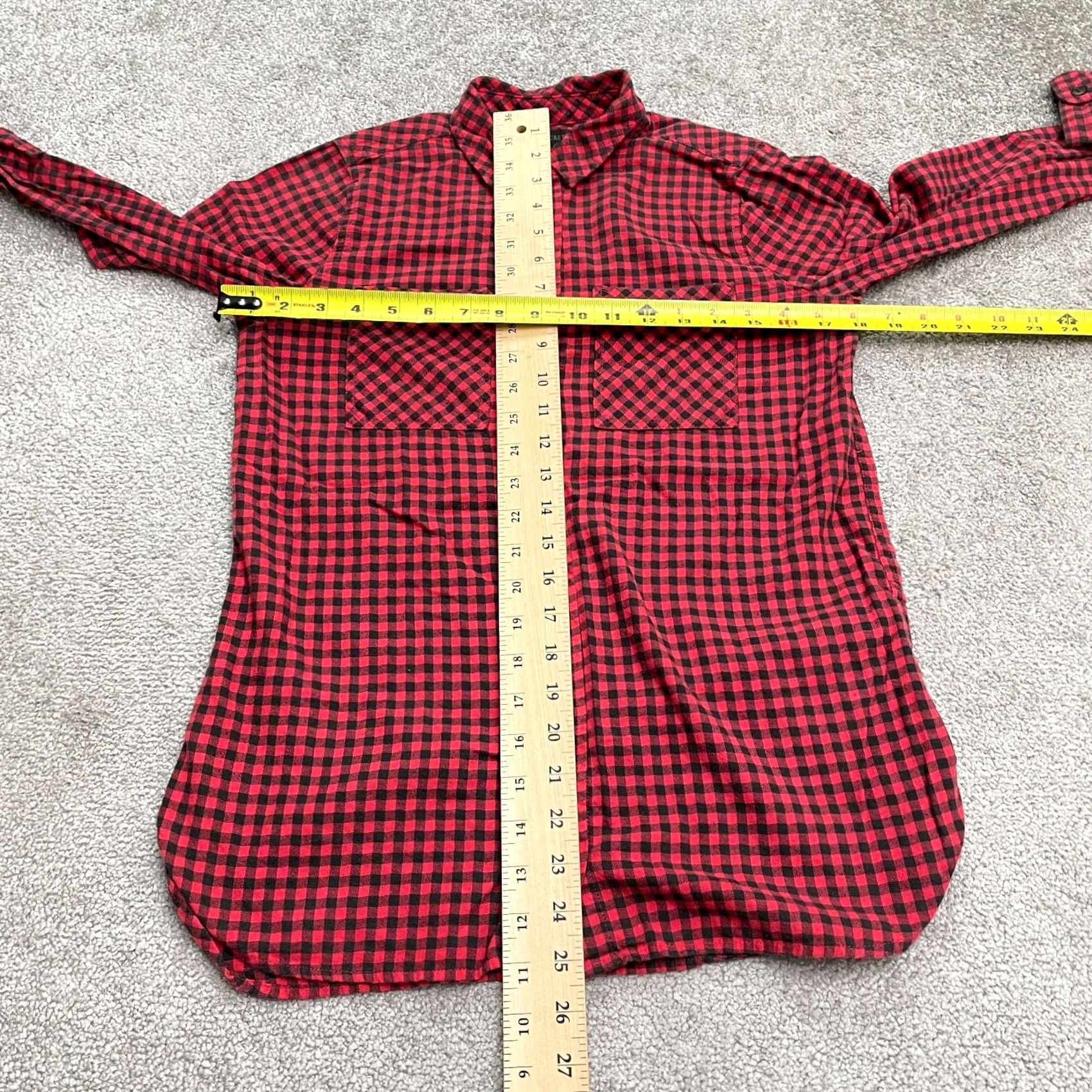 J.Crew J.Crew Flannel Popover Shirt Womens 00 Red Black Check Long Sleeve Cotton Blouse Size XXS / US 00 / IT 34 - 7 Thumbnail