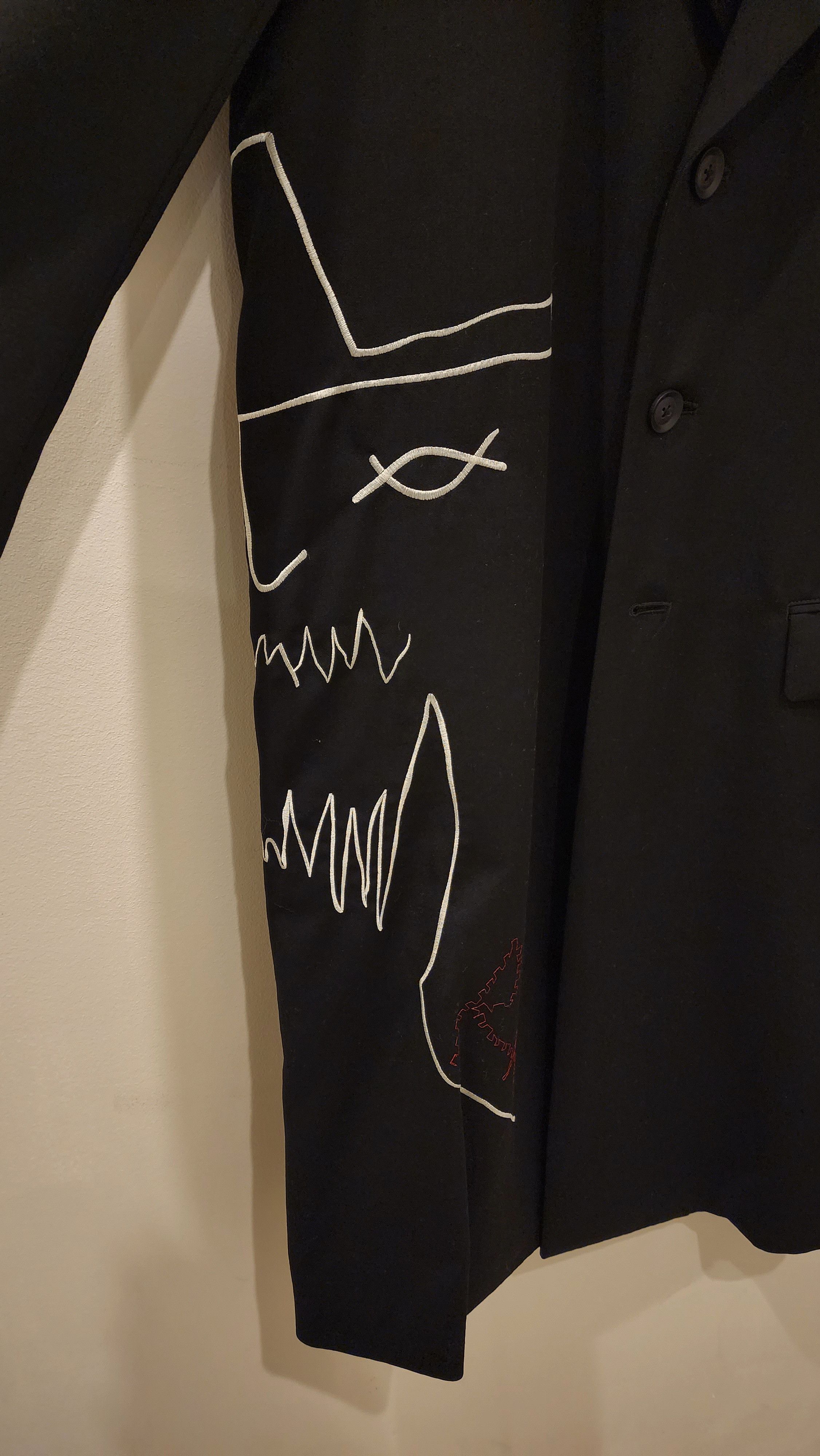 Yohji Yamamoto Yohji SS22 Pour Homme Rei Miyazawa Embroidered Coat Size 48R - 4 Thumbnail