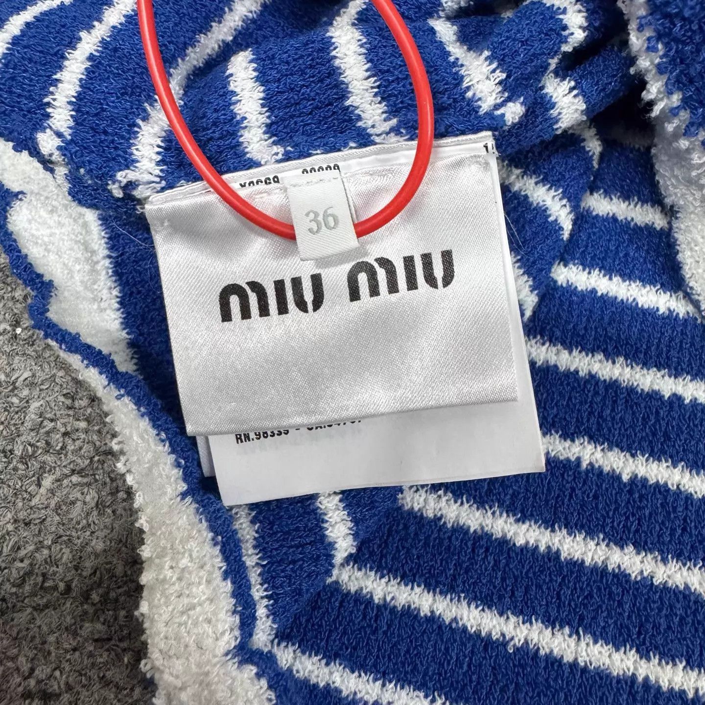 Miu Miu MIU MIU Blue & White Striped Logo Short-Sleeve Knit Top 36 Size XS / US 0-2 / IT 36-38 - 7 Thumbnail