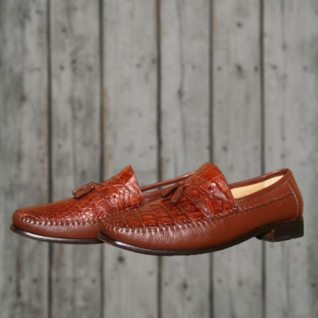 Vintage Brass Boot Dress Loafer M Slip On Cognac Leather Tassel Brown 13M Men Shoes Size US 13 / EU 46 - 1 Thumbnail