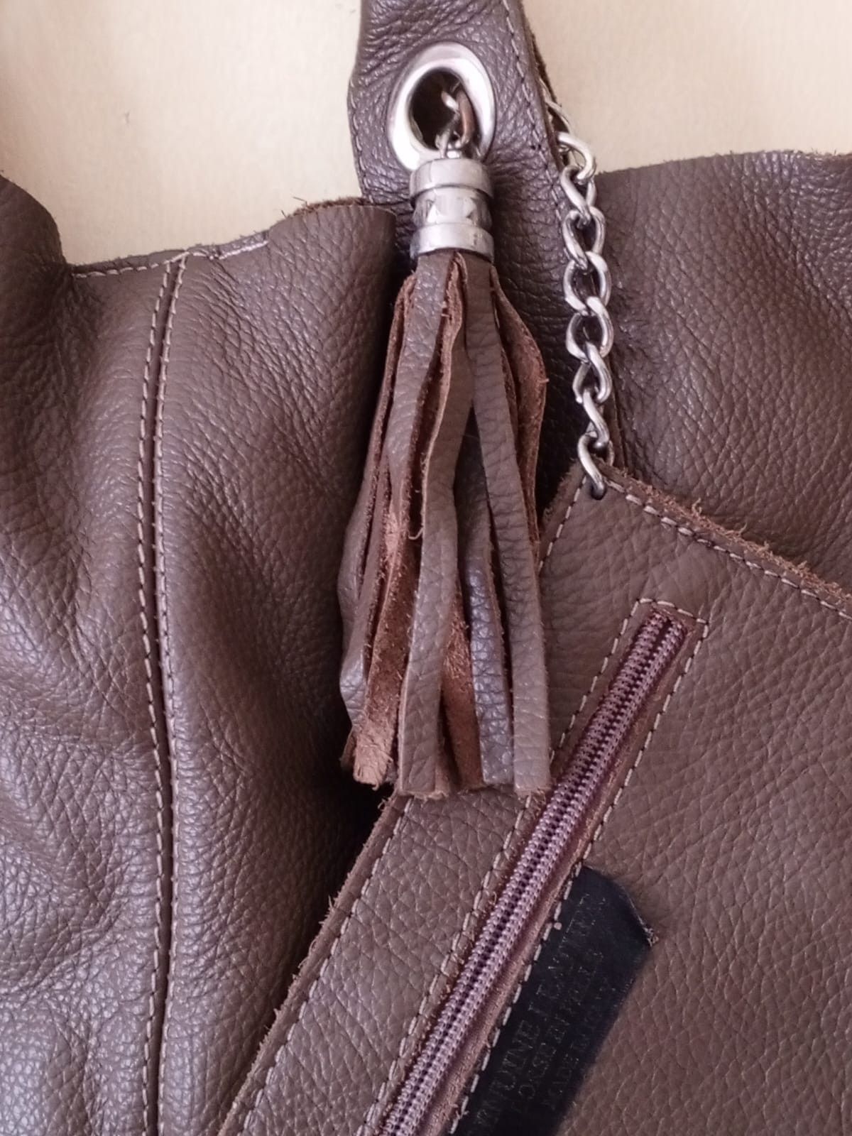 Other Italian Tote Beige Genuine Leather Women Shoulder Bag Size ONE SIZE - 9 Thumbnail