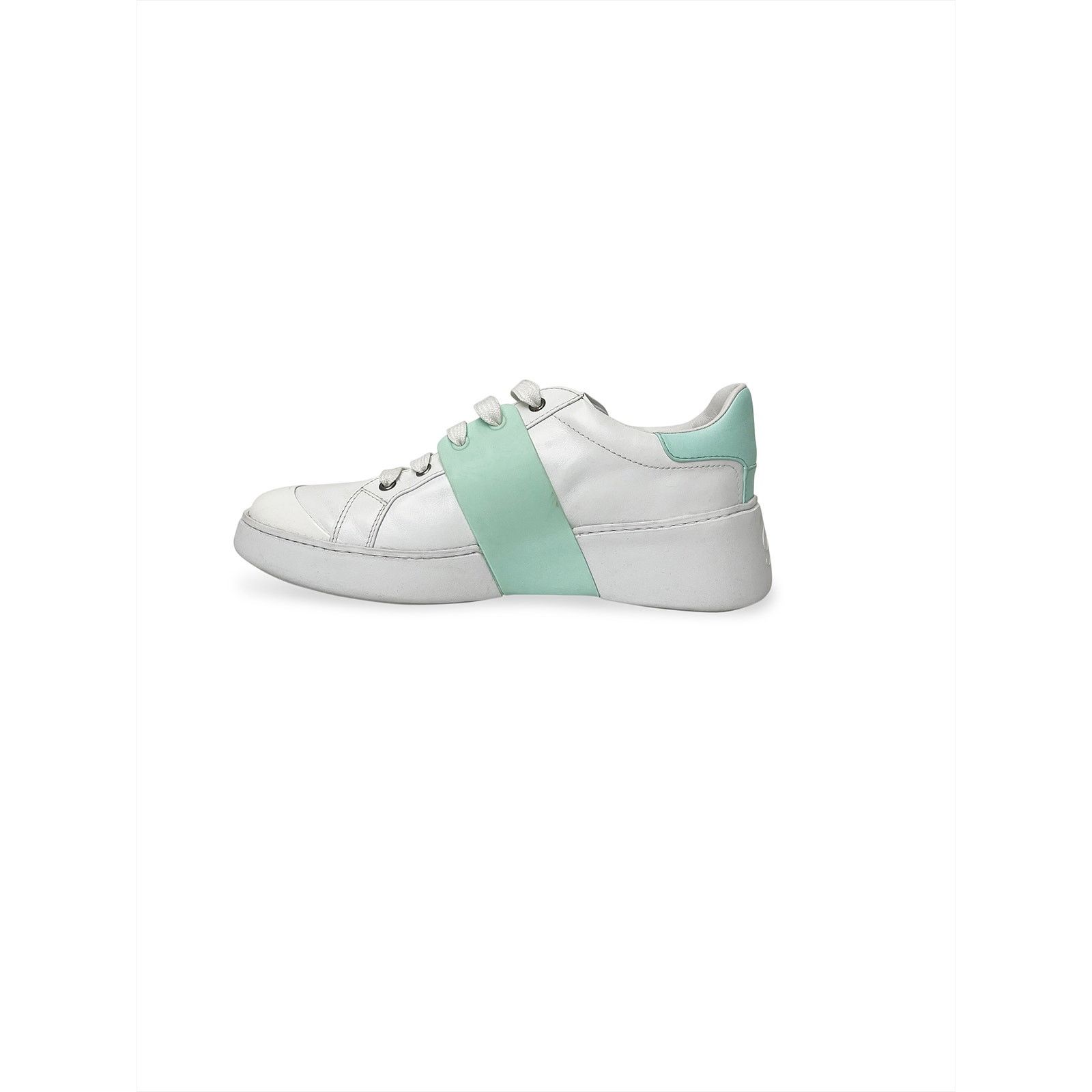 Roger Vivier White sneaker with turqiose stripe and crystal buckle Size US 10 / IT 40 - 4 Thumbnail