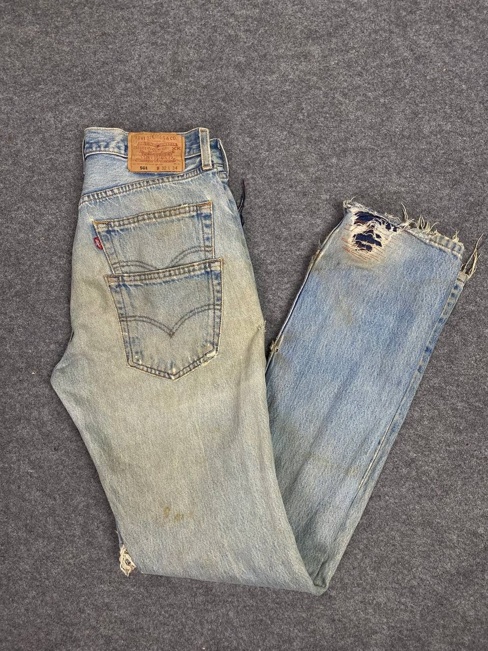 Levi's vintage levis 501 custom distressed denim nice design Size 32" / US 10 / IT 46 - 1 Thumbnail