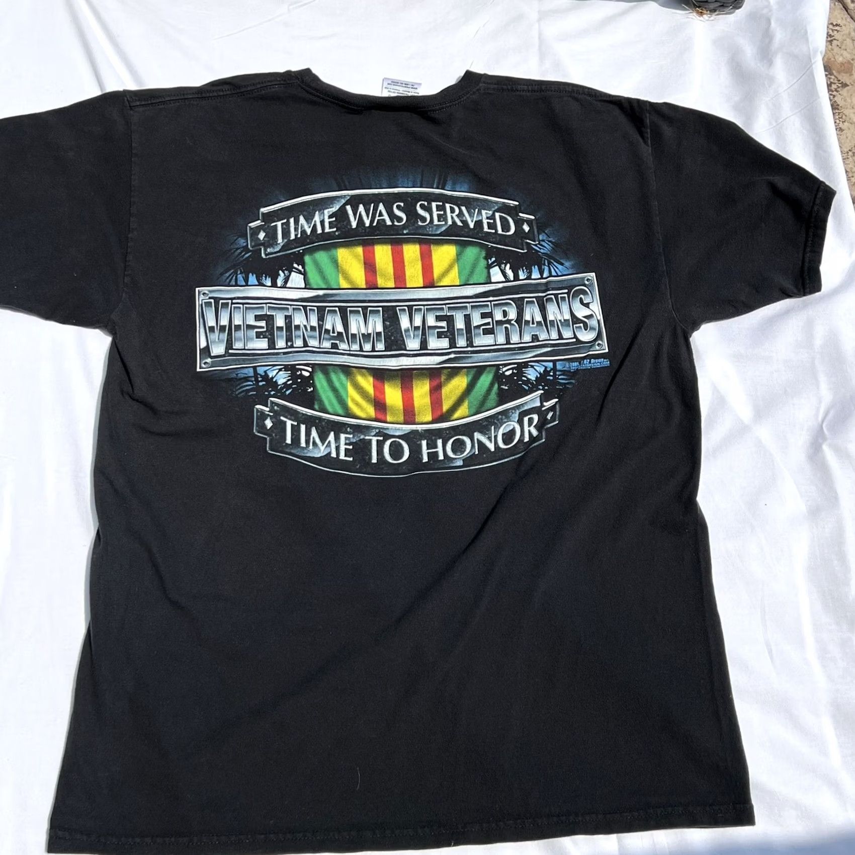 Vintage VINTAGE Men's T-Shirt Black Large 2005 VIETNAM VETERAN Time Was Served 7.62 Design Mens Shirts L Black Size US L / EU 52-54 / 3 - 3 Thumbnail