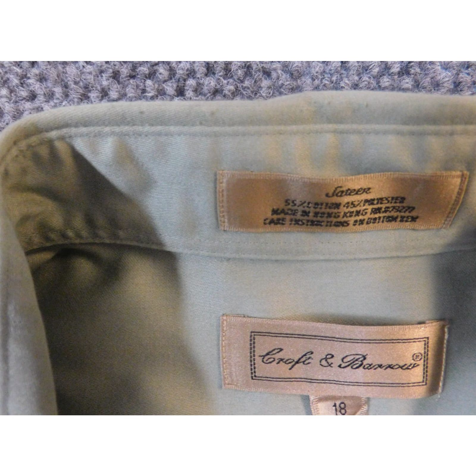 Croft & Barrow Croft & Barrow Shirt Mens 18 Green Button-Down Shirt 18 Green Sateen Cotton Knit Regular Button-Up Collared Long Sleeve Size US XXL / EU 58 / 5 - 4 Thumbnail