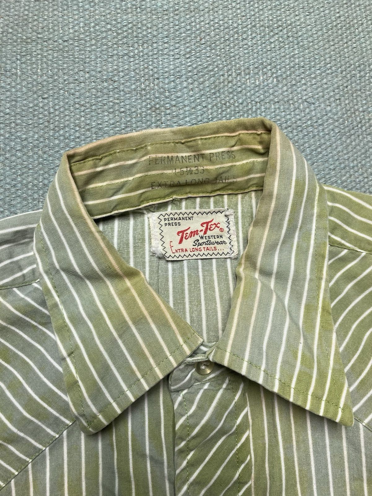 Vintage Vtg 60s western shirt Tem Tex Pearl snap faded green medium Size US M / EU 48-50 / 2 - 7 Thumbnail