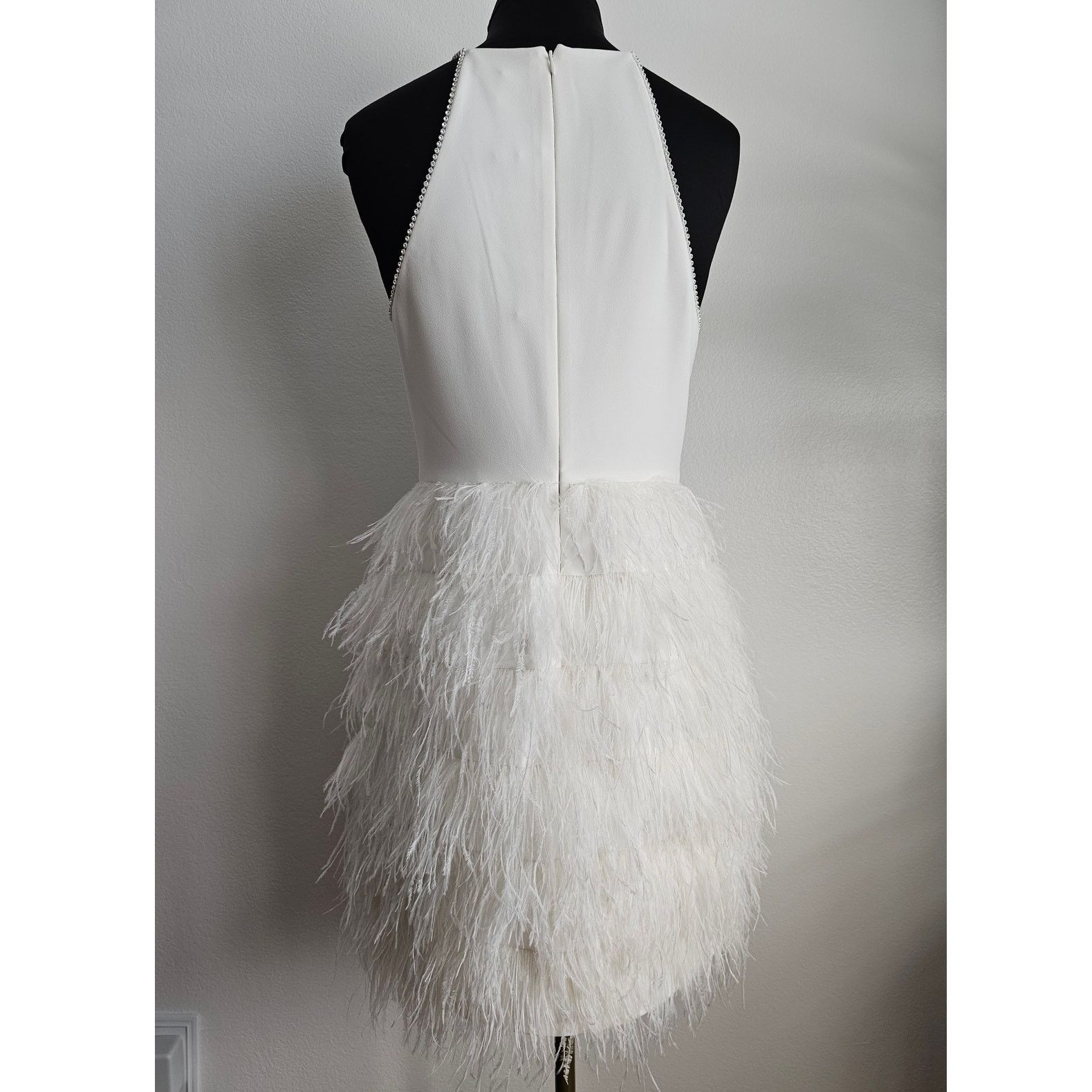 Parker Parker Black Ivory Feather Donna Mini Cocktail Party Dress 4 Size S / US 4 / IT 40 - 6 Thumbnail