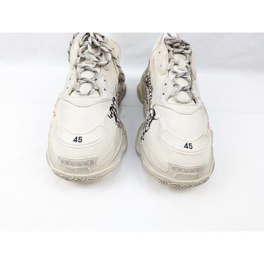Balenciaga o1rshd1 Triple S Low-Top Sneakers in White/Red/Black Size US 12 / EU 45 - 16 Thumbnail