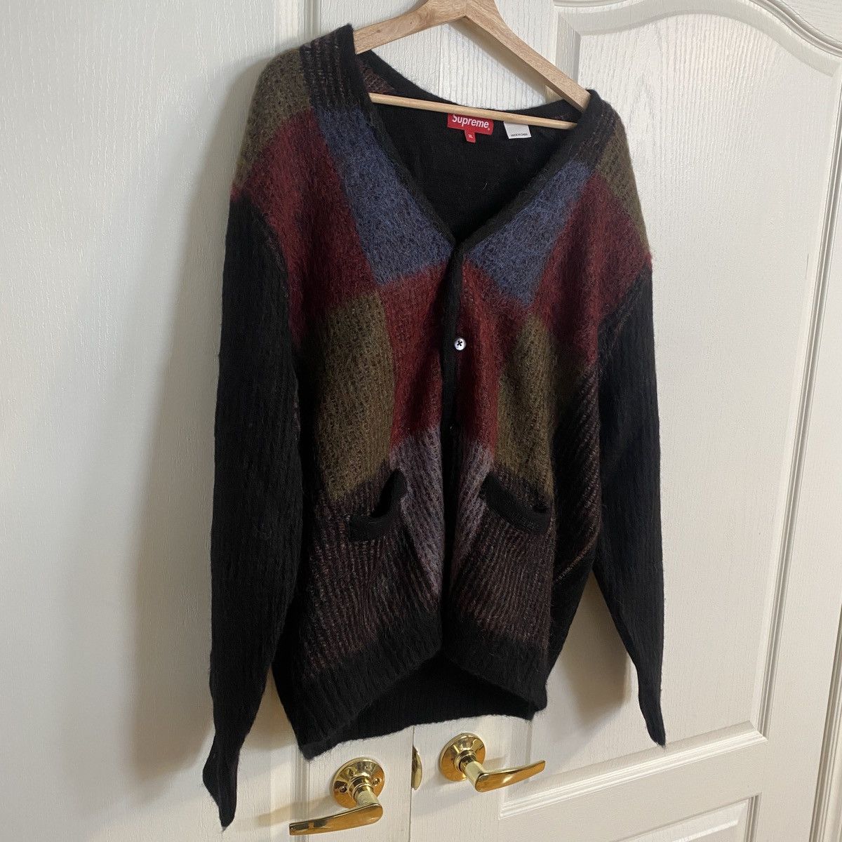 Supreme Supreme Brushed Checkerboard Grid Cardigan Black XL FW 22 Size US XL / EU 56 / 4 - 5 Thumbnail
