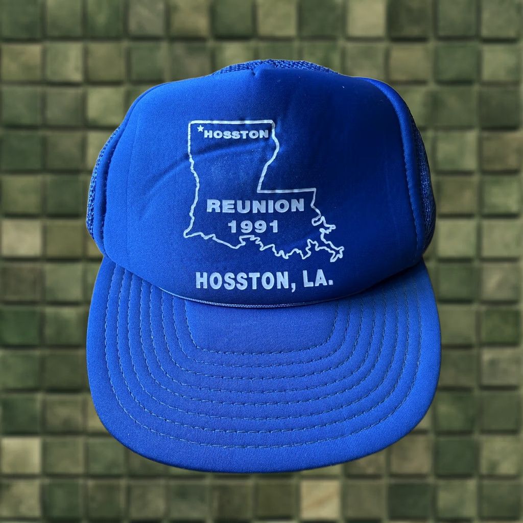 Vintage VINTAGE Hosston LA 1991 Reunion Blue Snapback Rope Trucker Hat Unbranded Unisex Adults One Size Hat 90s Mens Womens Girls Boys Size ONE SIZE - 1 Thumbnail