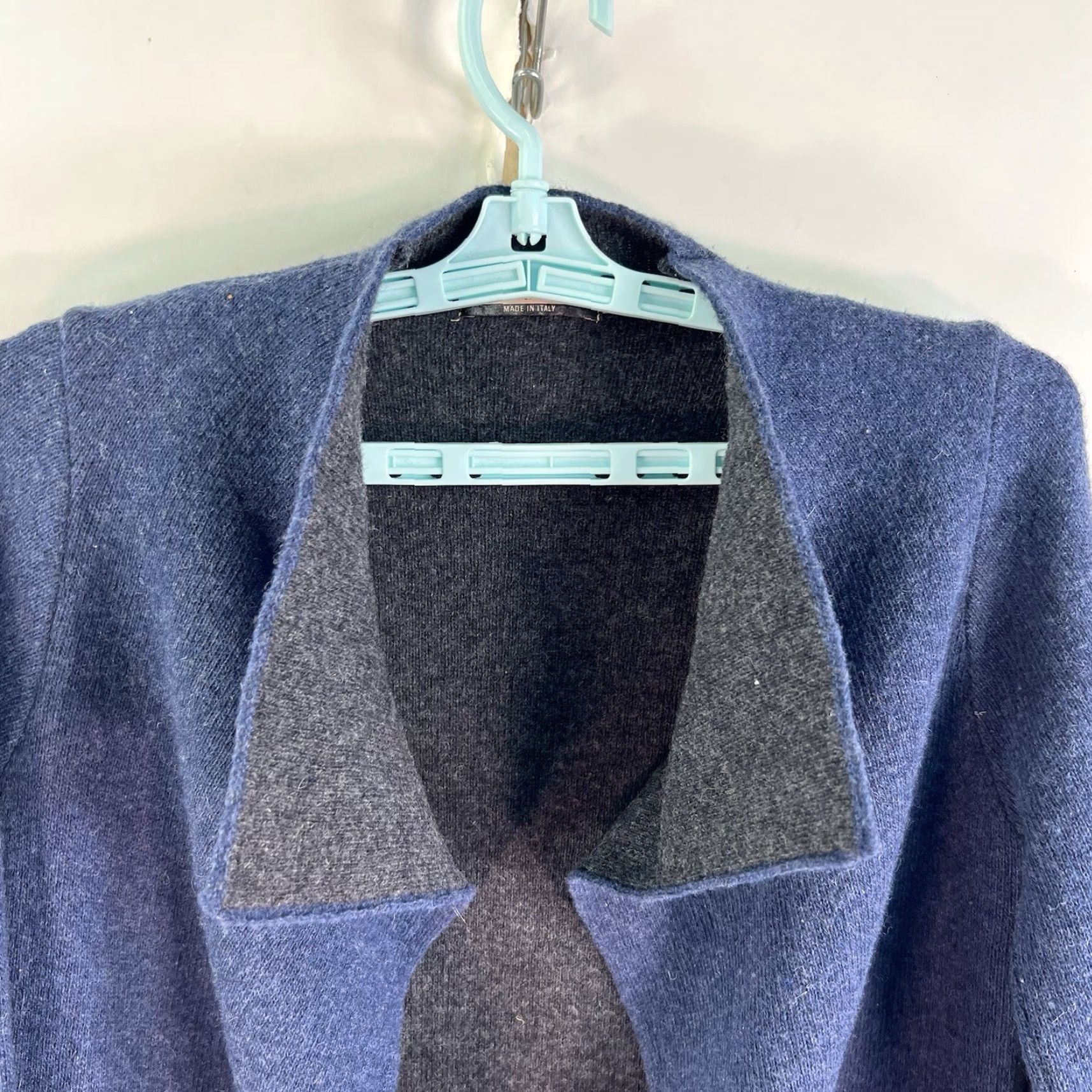 Vintage Chiaramente Open Wool Blend Pocketed Cardigan Sweater Womens S Blue Italian Knit Casual Winter Fall Size S / US 4 / IT 40 - 3 Thumbnail