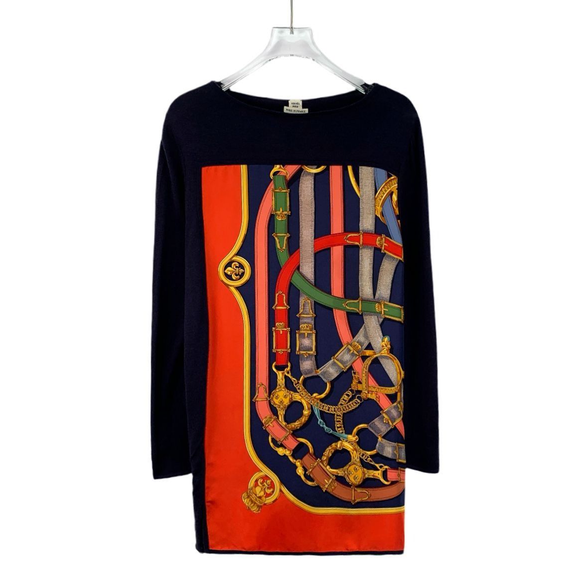 Hermes Hermès Paris Multicolor Chain Print Silk & Cashmere Long-Sle Size XXS / US 00 / IT 34 - 1 Thumbnail