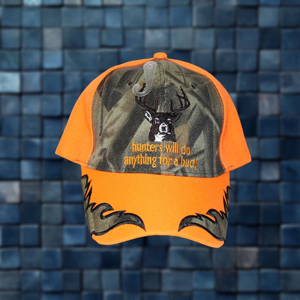 Hunter VINTAGE Hunting Baseball Cap Men Adjustable Outdoor Camo Orange Deer Buck Hunting Theme Men Size ONE SIZE - 1 Thumbnail