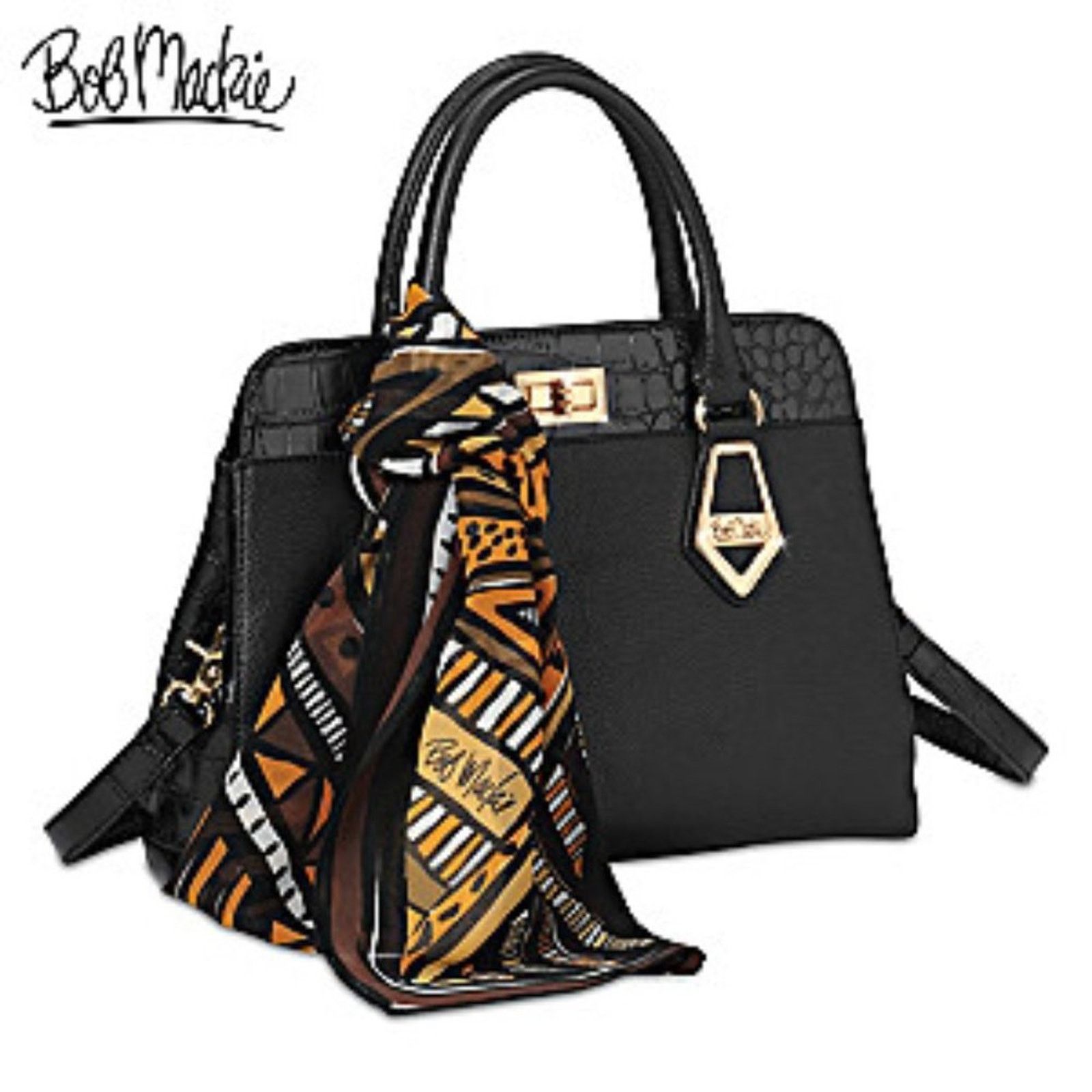 Designer Bob Mackie Rodeo Drive Croc Print Leather Satchel Handbag Size ONE SIZE - 12 Thumbnail