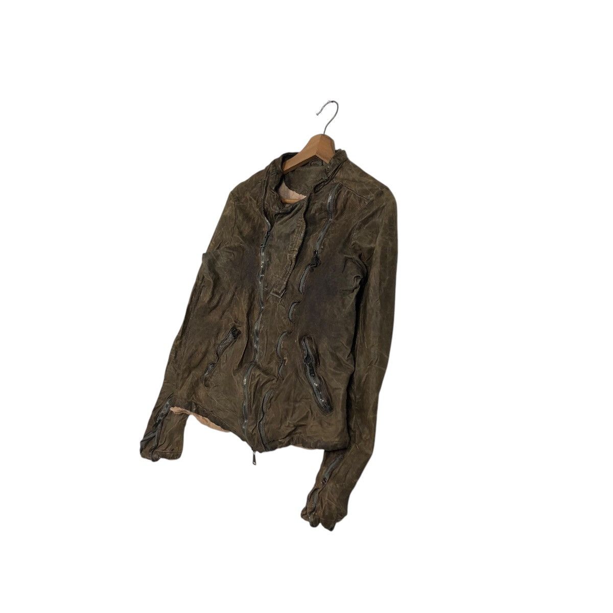 Giorgio Brato Biker Leather Jacket Asymmetrical Zipper Girgio Brato Italy Size L / US 10 / IT 46 - 3 Thumbnail