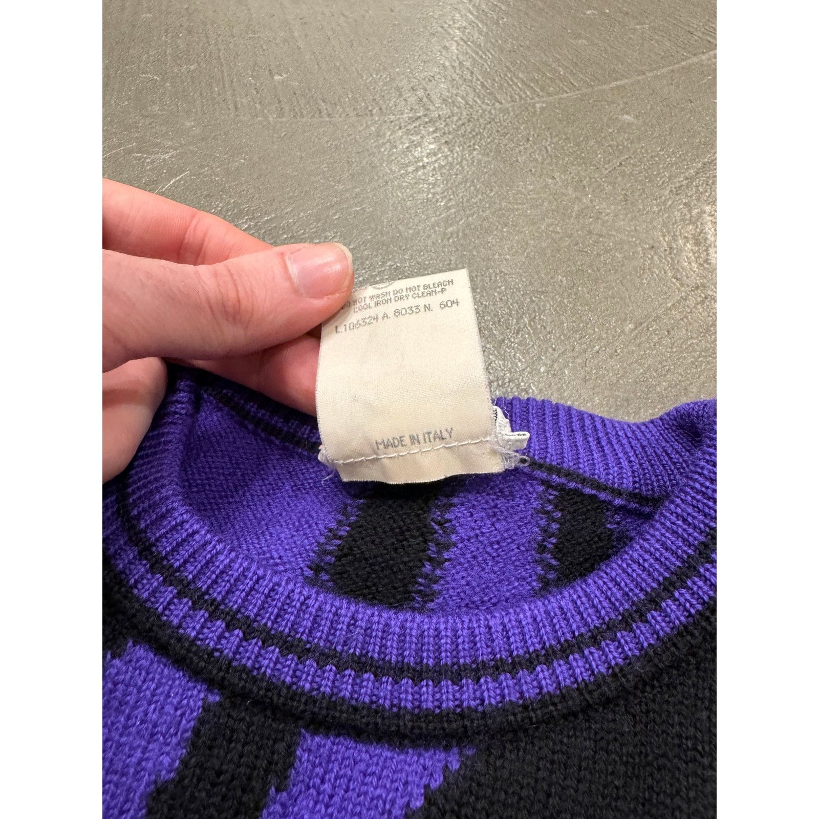 Ann Demeulemeester A/W1996 Gianni Versace runway purple zebra knit Size XXL / US 16-18 / IT 52-54 - 6 Thumbnail
