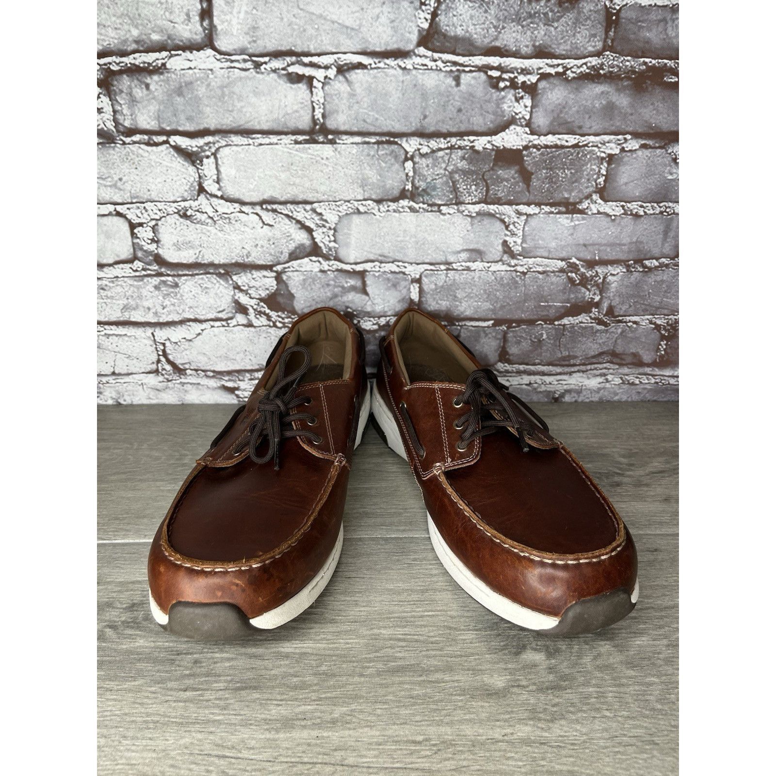 New Balance New Balance Brown Leather Lace Walking Deck Loafers Men Sz 1 Size US 12.5 / EU 45-46 - 4 Thumbnail