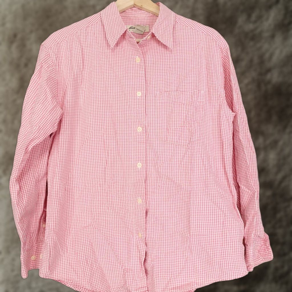 Eddie Bauer Eddie Bauer Button-Up Shirt Womens XS Pink White Gingham Long Sleeve Cotton Top Size XS / US 0-2 / IT 36-38 - 1 Thumbnail