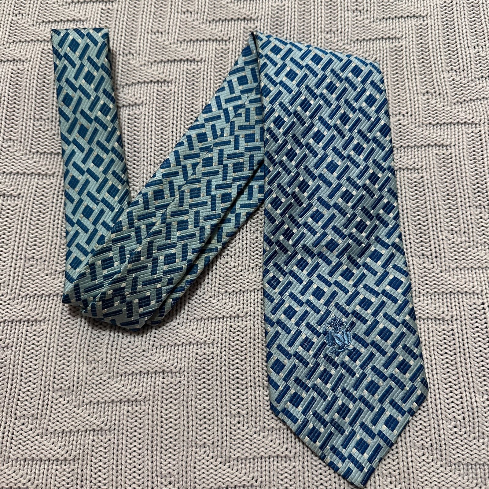 Oleg Cassini Vintage Oleg Cassini Gimbels blue geometric men's tie Size ONE SIZE - 1 Thumbnail