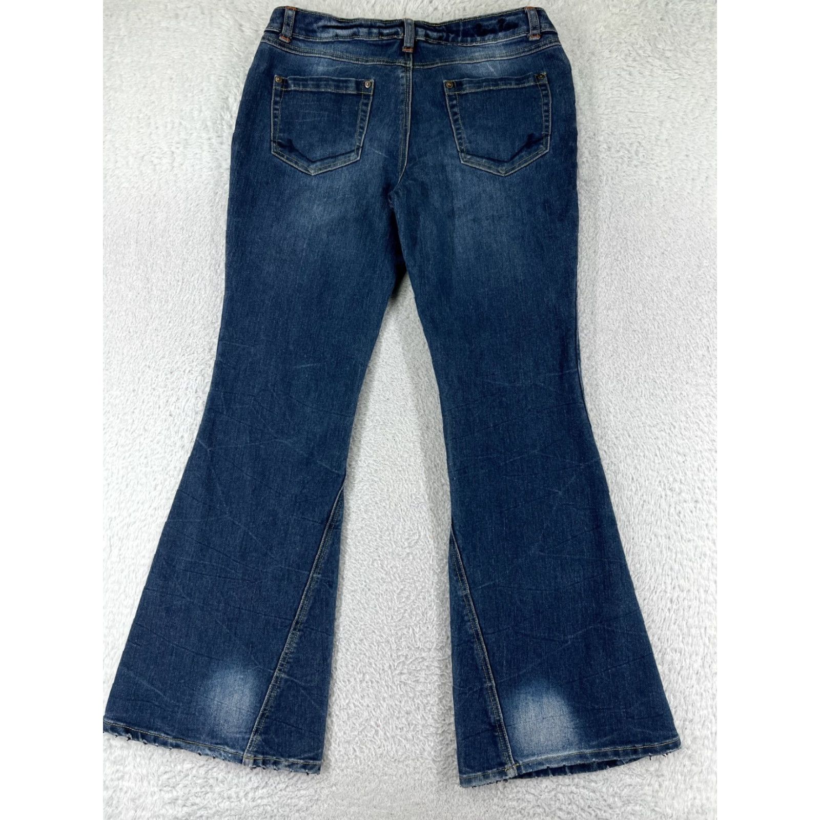 Vintage BISOU BISOU Jeans Womens 10 Blue Denim Flare Low Rise Medium Wash Cotton Size 32" / US 10 / IT 46 - 2 Thumbnail