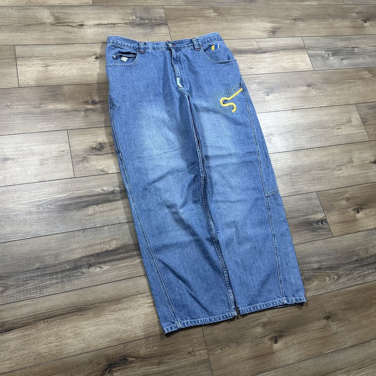 Other 2000s Y2K Source Clothing Co. Wide Leg Embroidered Jeans Size US 40 / EU 56 - 3 Thumbnail