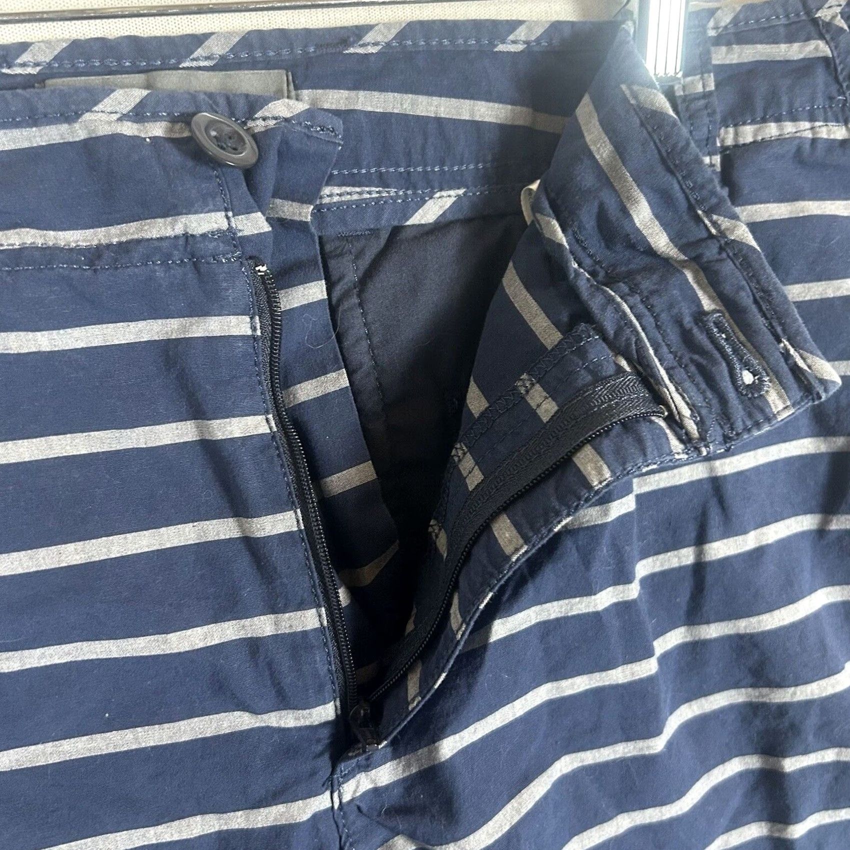 Eddie Bauer Eddie Bauer Womens Striped Shorts 20 Plus Blue Flat Front Chino Travel Stretch Size 42" / US 20 - 2 Thumbnail