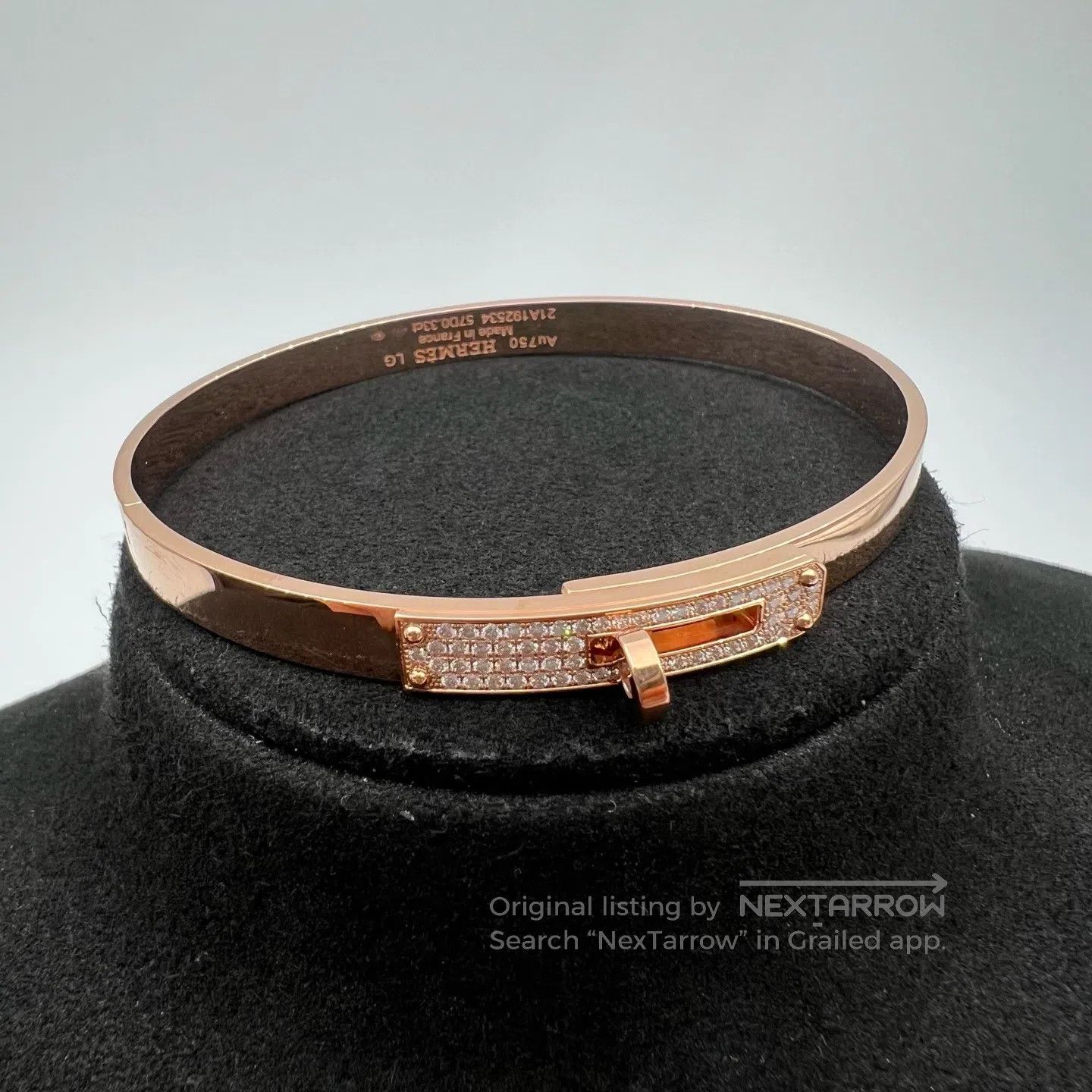 Hermes Hermes Kelly Rose Gold Diamond-Inlaid Bracelet Size ONE SIZE - 2 Thumbnail
