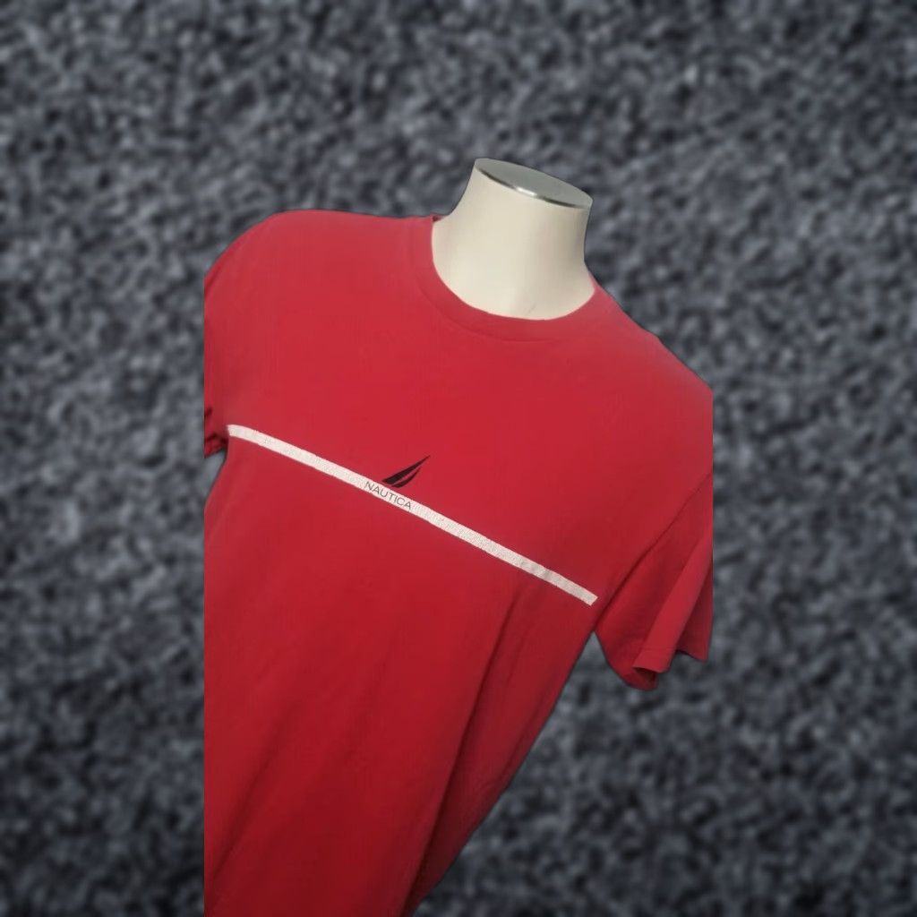 Nautica VINTAGE Nautica T Shirt Mens M Red Double-Sided Logo Sail 90s Crew Neck Cotton Shirt Mens Size US M / EU 48-50 / 2 - 1 Thumbnail
