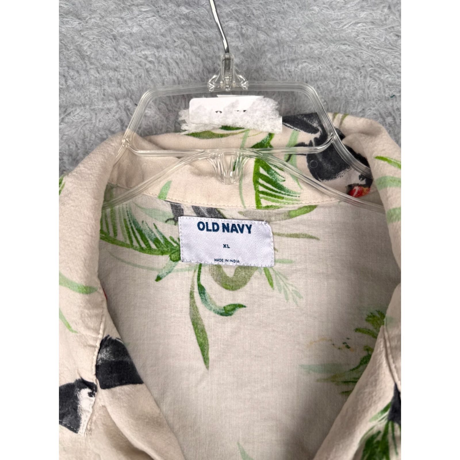 Old Navy Old Navy Shirt XL Mens Ivory Floral Hawaiian Button-Up Short Sleeve Cotton Rayon Breathable Pockets Collared Mens Size US XL / EU 56 / 4 - 7 Thumbnail