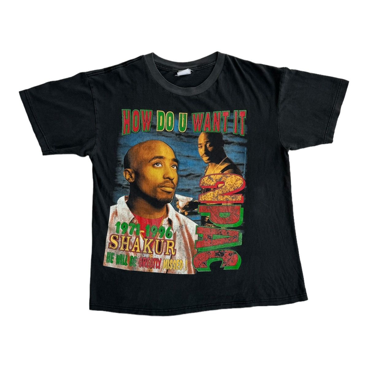 image of Rap Tees x Vintage Tupac Memorial Rap Tee in Grey, Men's (Size XL)