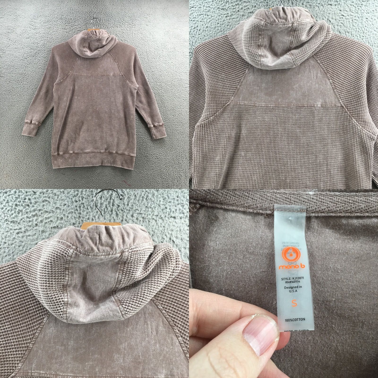 Vintage Mano B Oversized Hooded Jacket Women Small Brown Mineral-Washed Zip Up Hoodie Size S / US 4 / IT 40 - 8 Thumbnail