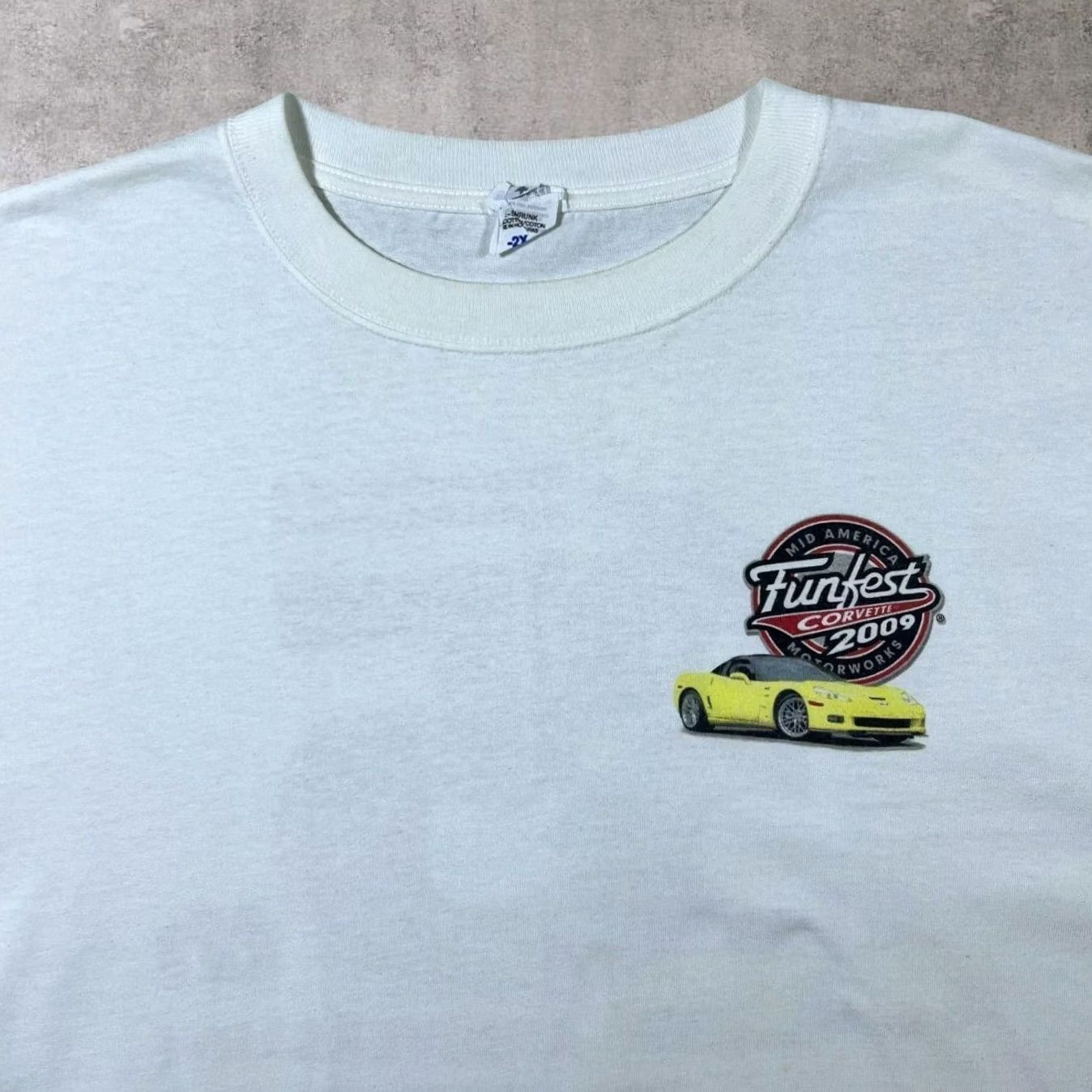 Anvil Corvette Funfest 2009 35th Anniversary Motorsports Car Show Tourist T-Shirt XL White Anvil Mens Short Sleeve Graphic Print Front Back Crew Neck Size US XL / EU 56 / 4 - 4 Thumbnail