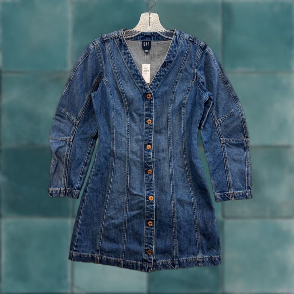 Gap VINTAGE? Gap Denim Barrel Sleeve Mini Dress XS | Grailed