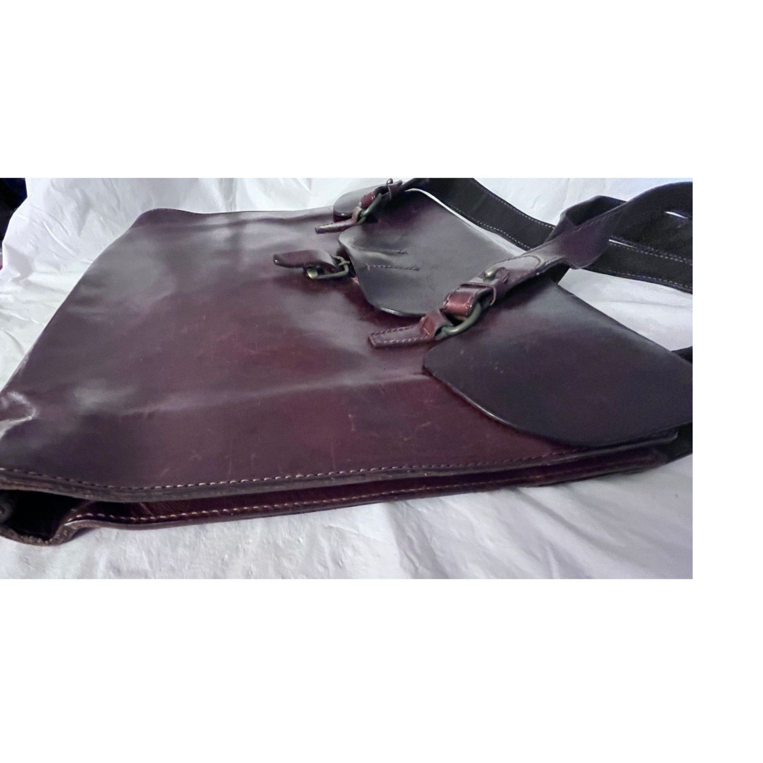 Other Vintage Handmade, Brown Leather Shoulder Bag Flap Closure Size ONE SIZE - 4 Thumbnail