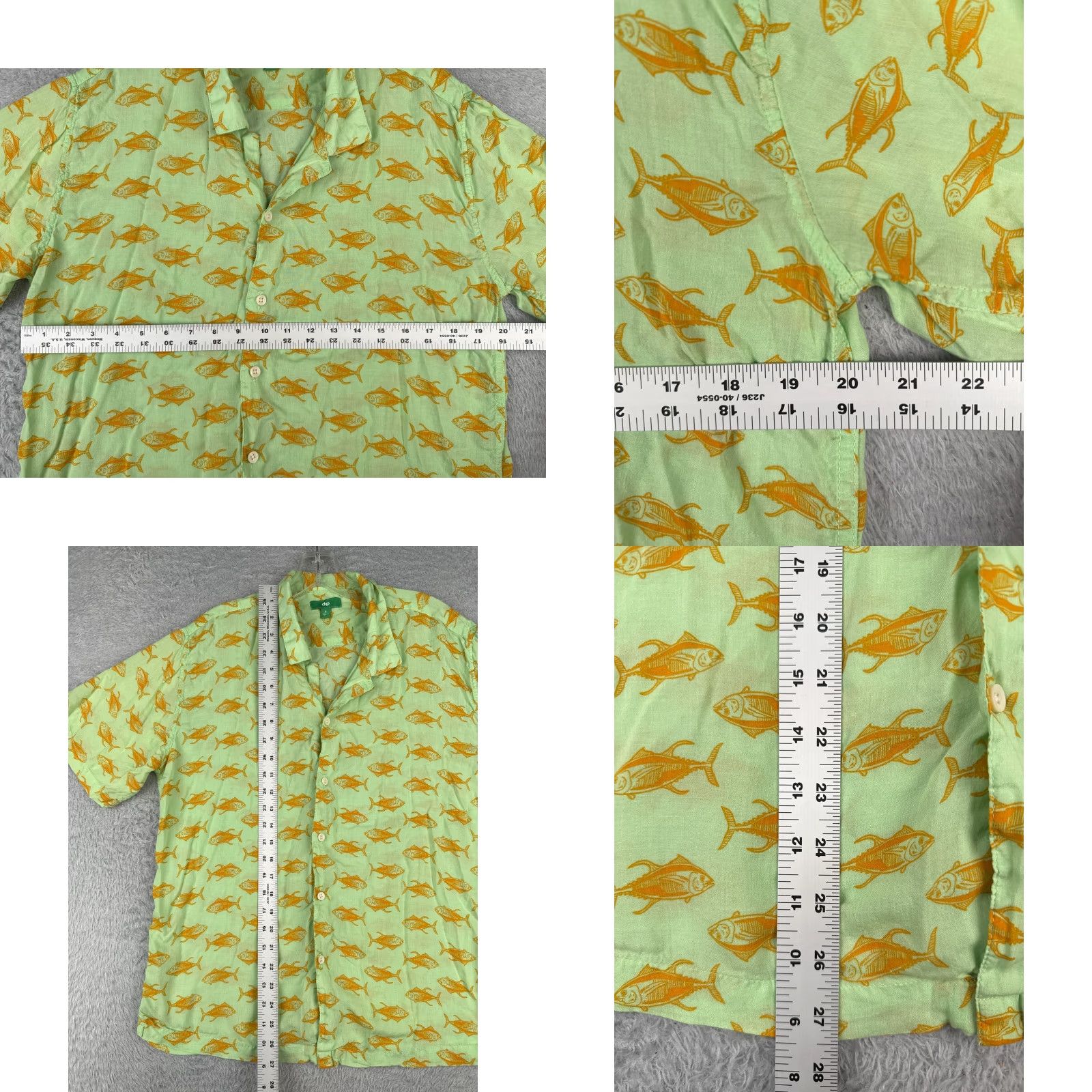 Vintage Dip Shirt Men Hawaiian Button-Up Short Sleeve 100% Modal Green Red Sea Bass Pattern Casual Size US S / EU 44-46 / 1 - 8 Thumbnail