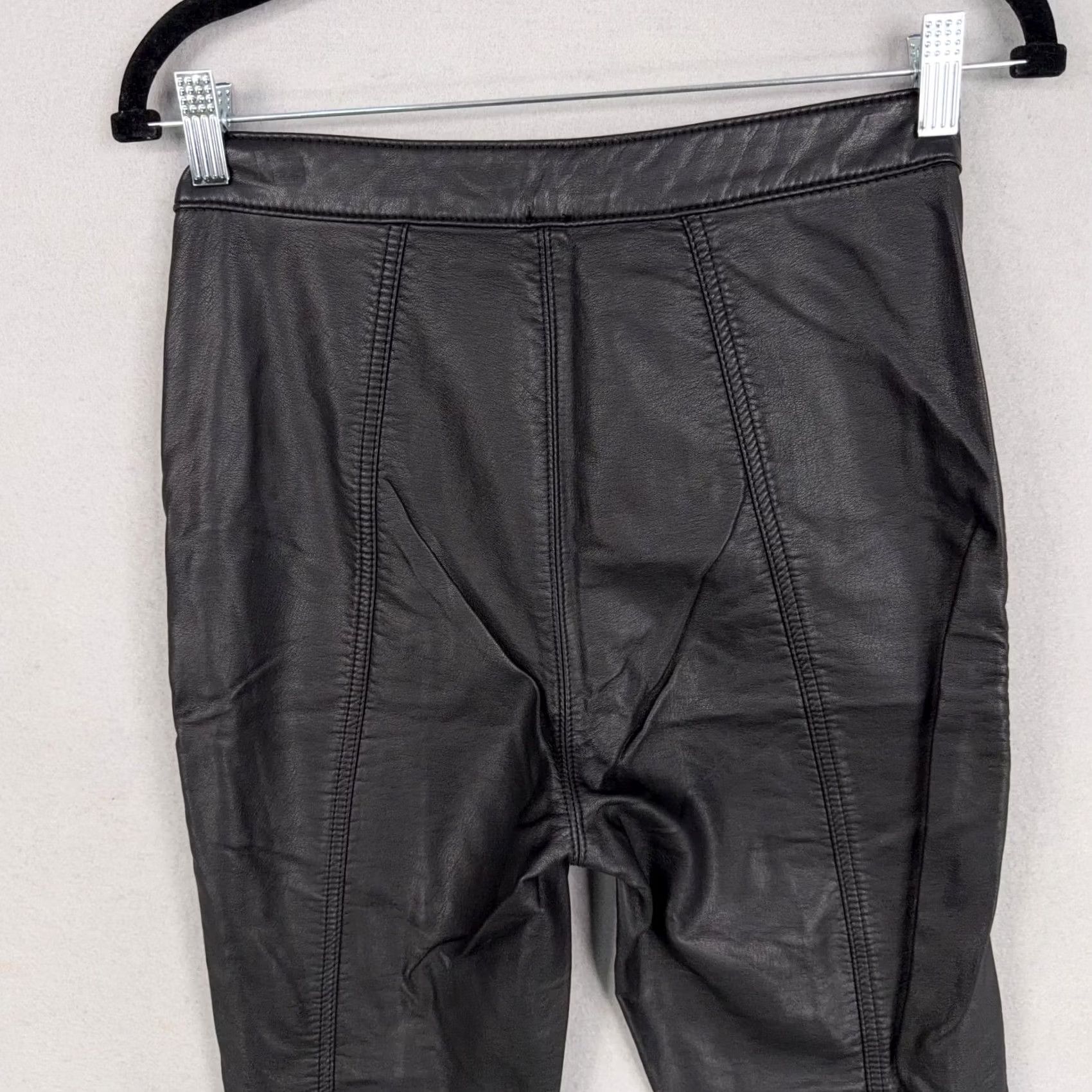 Free People Free People Pants Womens 4 Black Faux Leather Moto Biker Skinny Zip Hem Stretch Size 27" / US 4 / IT 40 - 7 Thumbnail