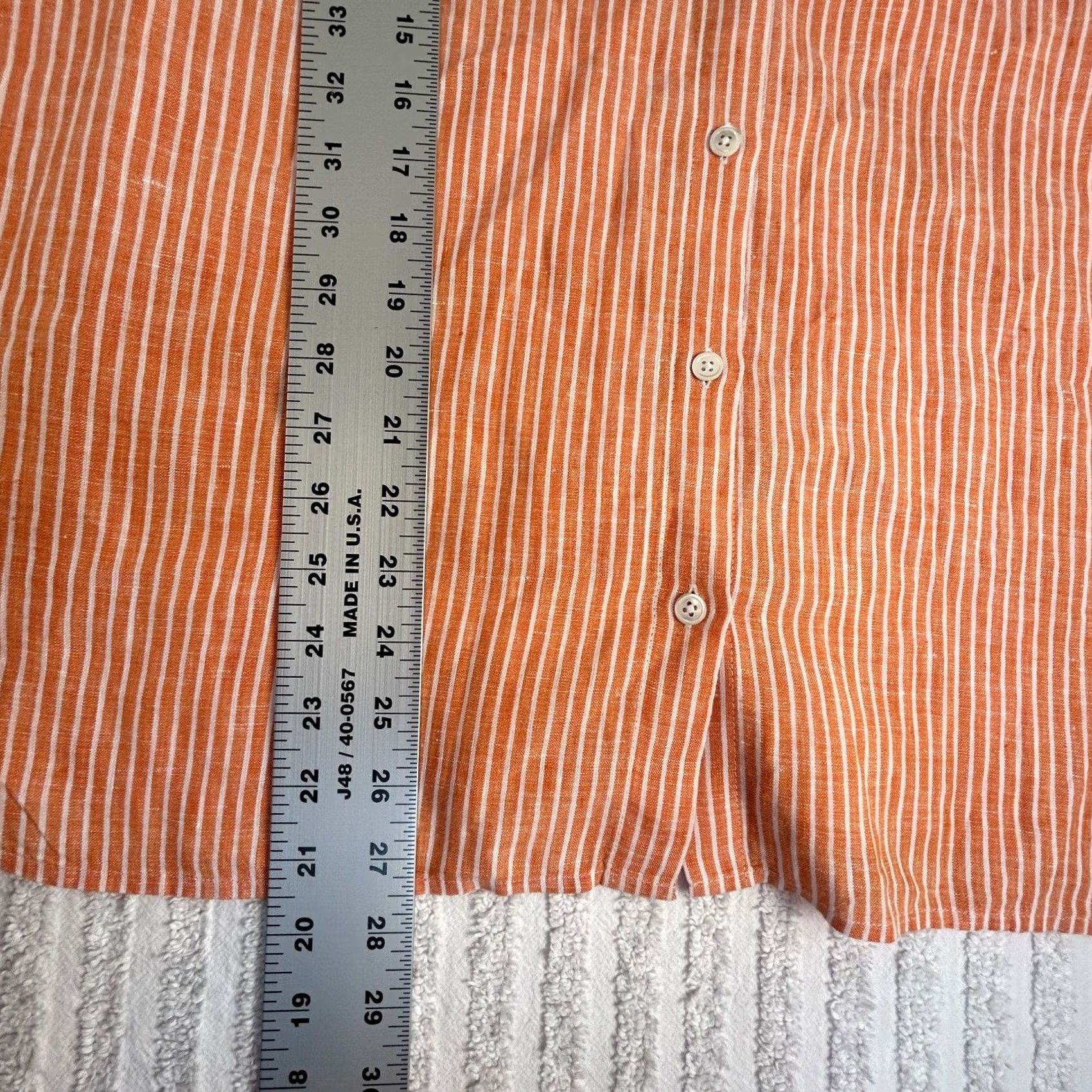 J. Jill J. Jill Love Linen Button-Up Shirt Medium Orange Pinstripe Long Sleeve Womens Size M / US 6-8 / IT 42-44 - 7 Thumbnail