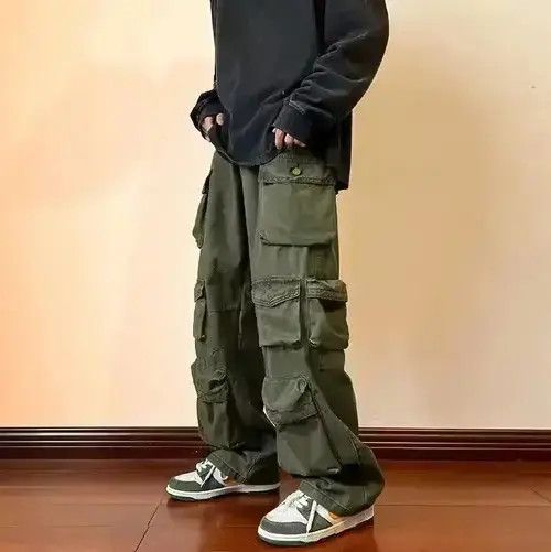 Other Cargo Pants Green- Korean Streetwear Style Pants Size US 30 / EU 46 - 2 Thumbnail