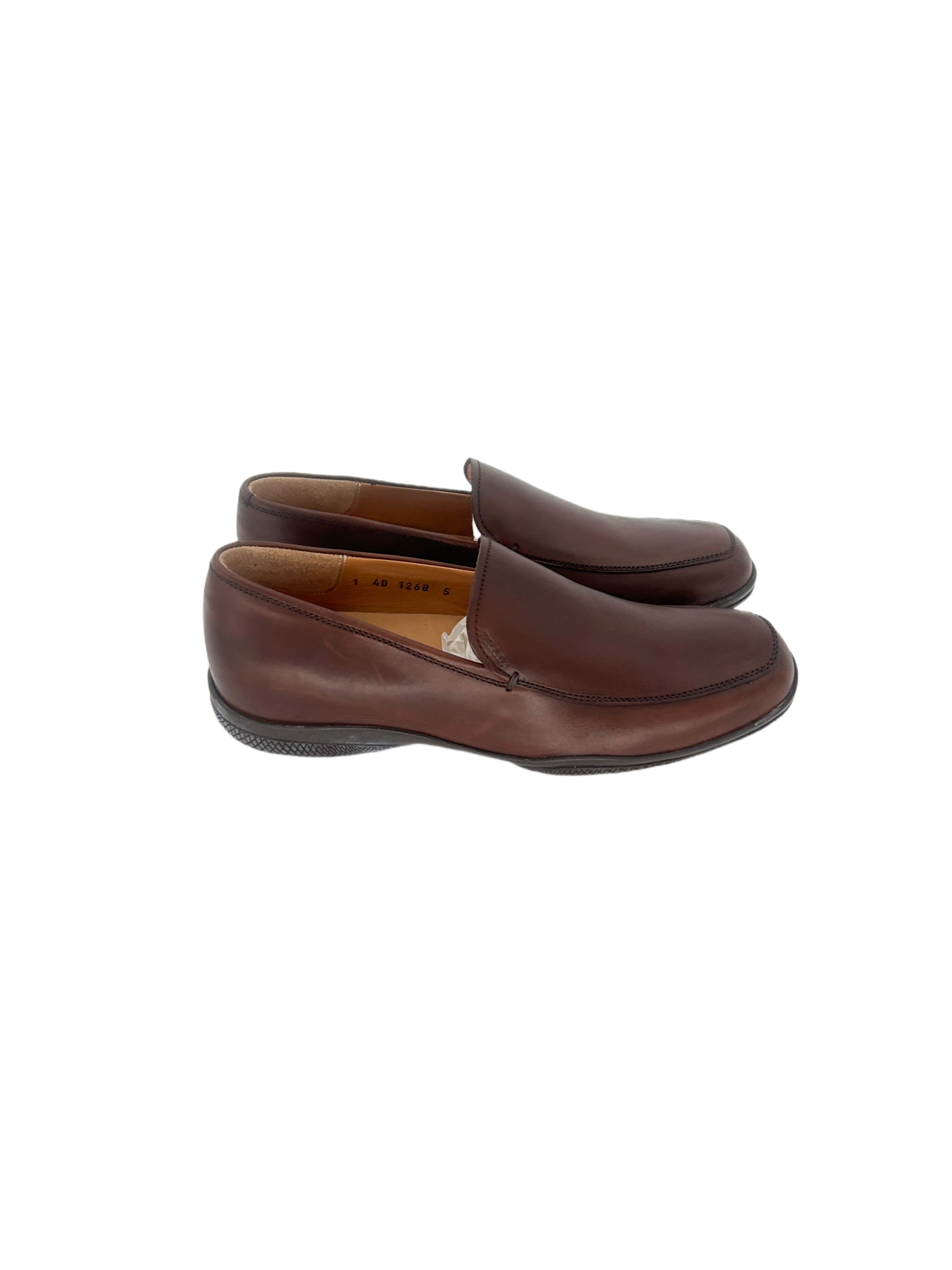 Prada Prada Linea Rossa Brown Leather Loafers With Red Strip Size US 7 / EU 40 - 2 Thumbnail