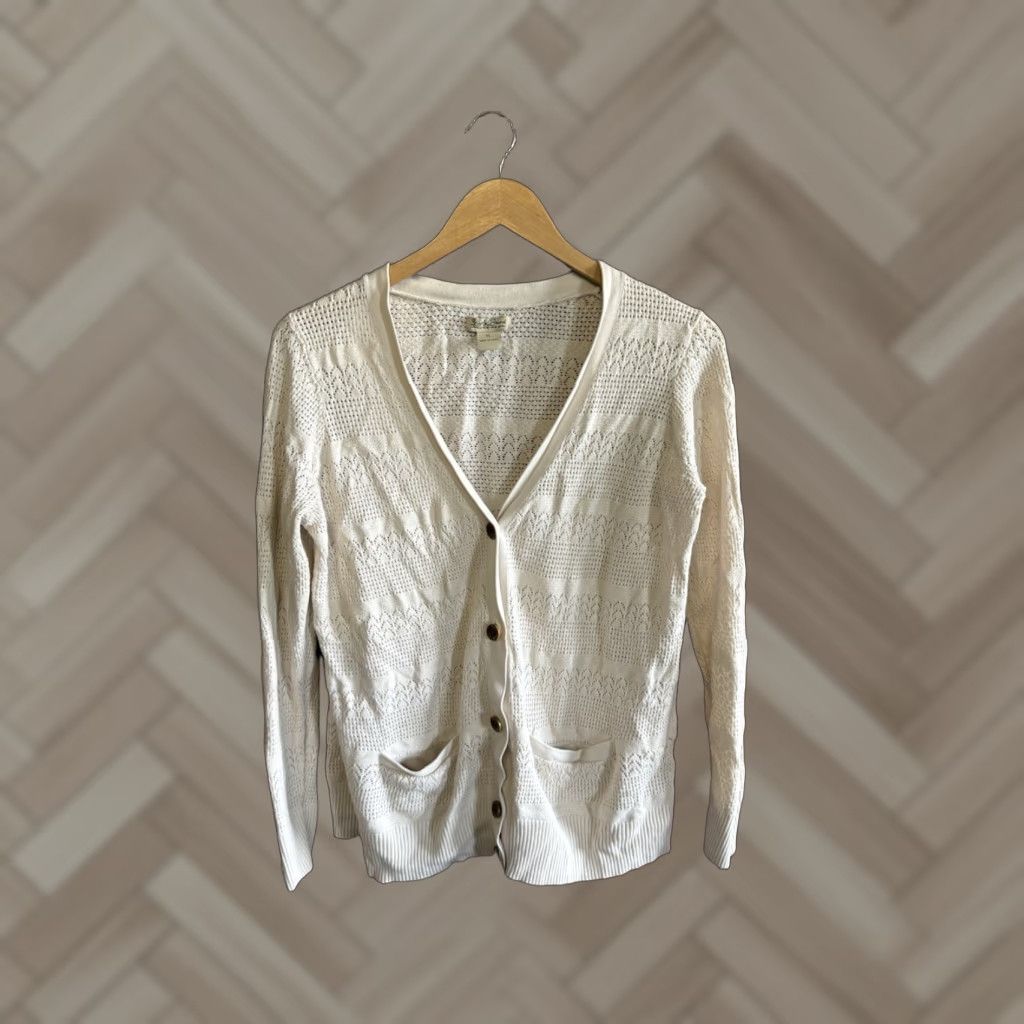 Lucky Brand Lucky Brand Cardigan Sweatshirt Women White Knit Long Sleeve Button Up XL Size XL / US 12-14 / IT 48-50 - 1 Thumbnail