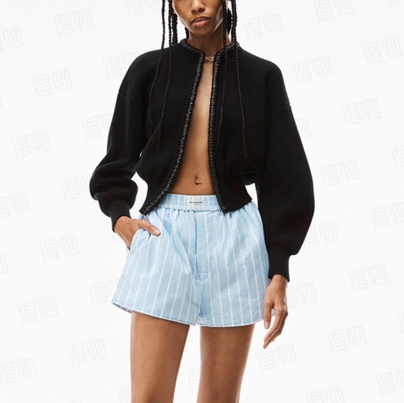 Alexander Wang Alexander Wang Leather Trim Cardigan- Size M / US 6-8 / IT 42-44 - 2 Thumbnail