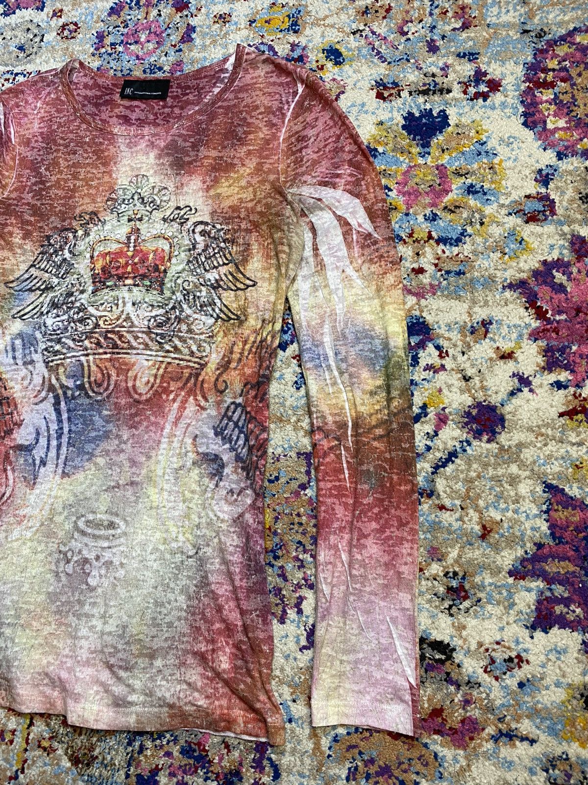 I.N.C × POST ARCHIVE FACTION (PAF) INC International Concept Body Suit Mesh Top Wings & Crown Size S / US 4 / IT 40 - 4 Thumbnail