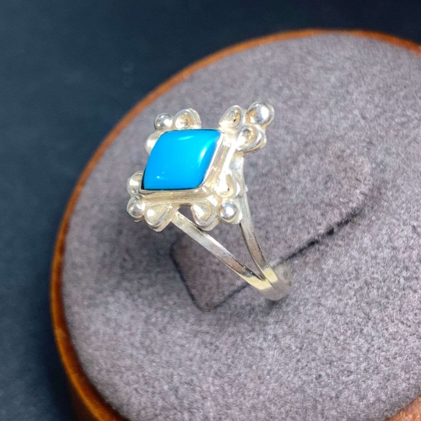 Vintage Solid Sterling Silver 925 Composite Turquoise Scroll Stateme Size ONE SIZE - 3 Thumbnail