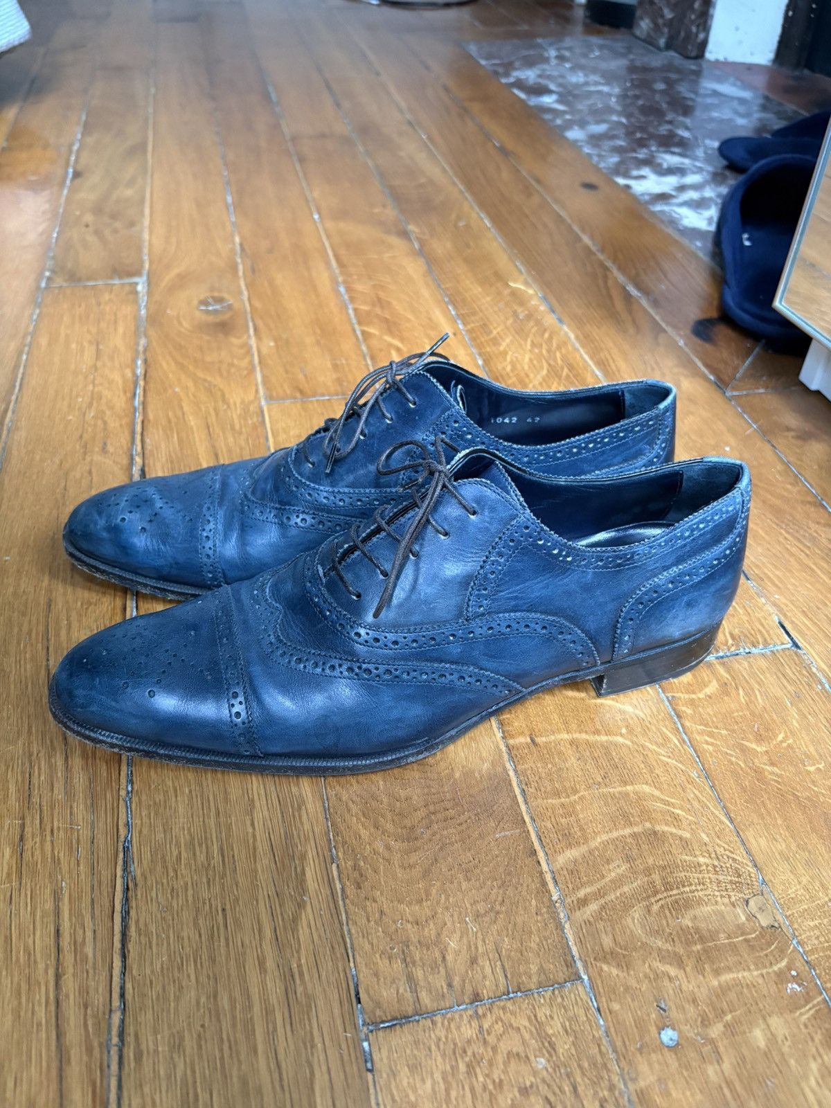 Yves Saint Laurent Yves Saint Laurent YSL Brogue Oxford Lacets Cuir Gris Lavé Size US 10 / EU 43 - 3 Thumbnail