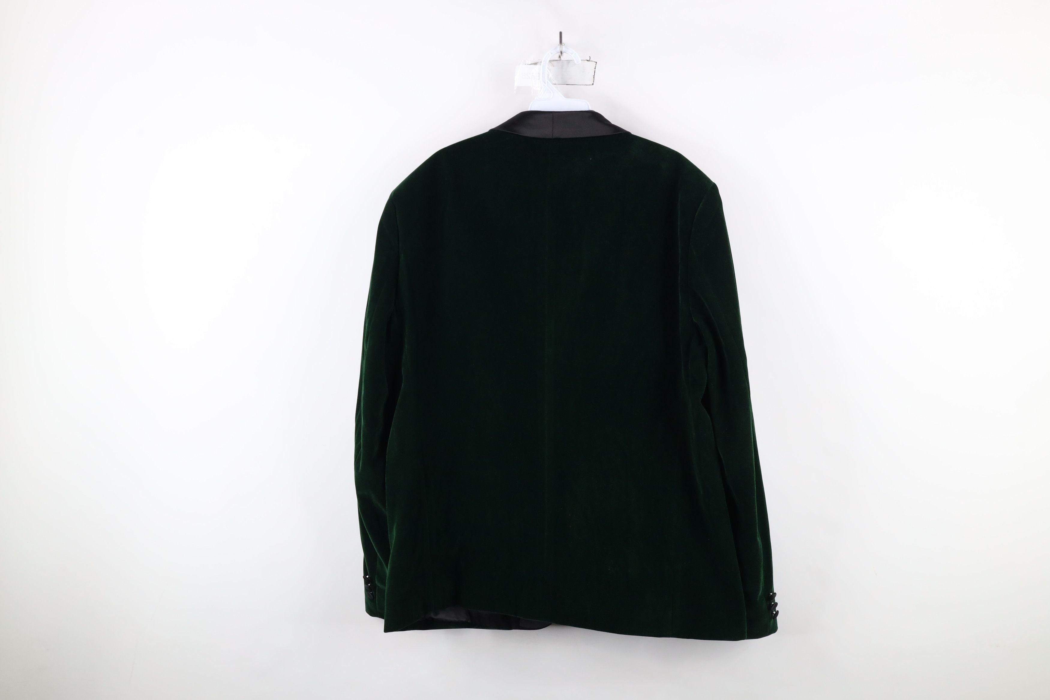 Vintage Rockabilly Velvet Velour One Button Blazer Suit Jacket Green Size US XL / EU 56 / 4 - 12 Thumbnail